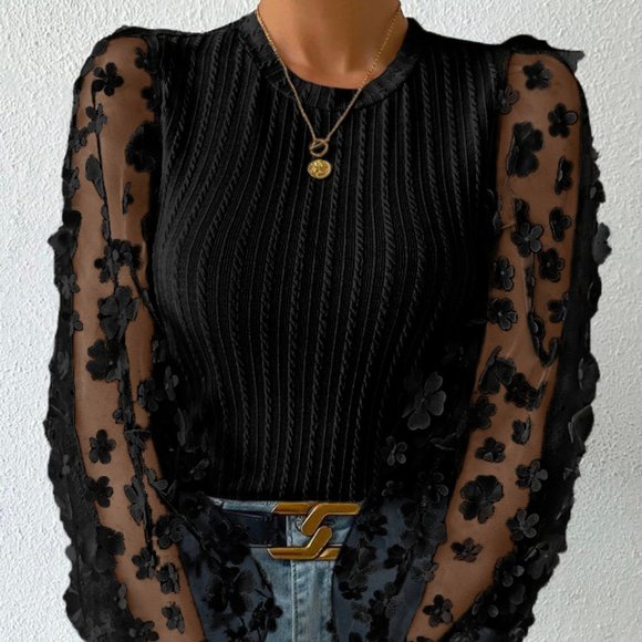 Black mesh floral sleeve - Picture 1 of 1
